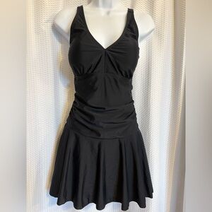 Summer Mae black one-piece swim dress beach vacation swimsuit size medium NWT